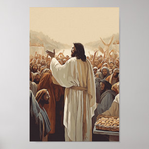 Jesus voedt het 5000 Poster Christelijke wanddecor