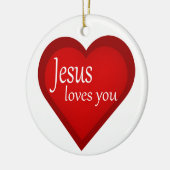 Jésus Vous Aime Coeur Ornement Affirmatif (Gauche)