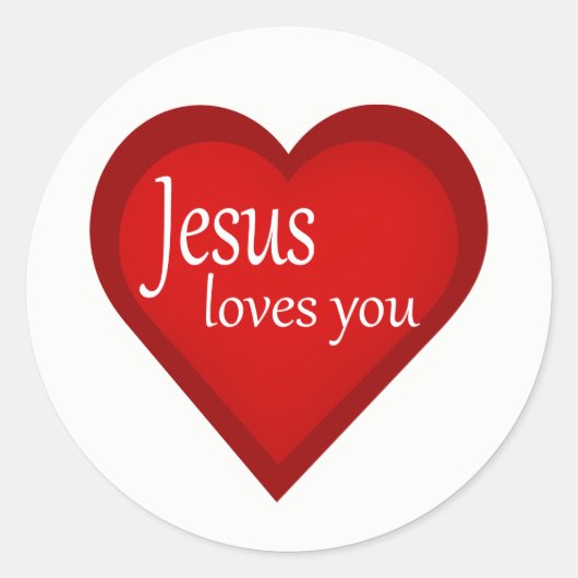 Jésus Vous Aime Coeur Sticker Affirmatif (Devant)
