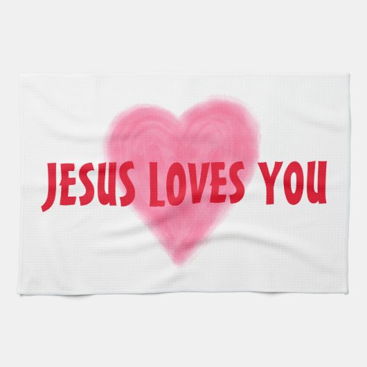JESUS VOUS AIME Cuisine Serviette (Horizontal)