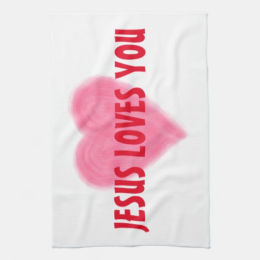 JESUS VOUS AIME Cuisine Serviette (Vertical)