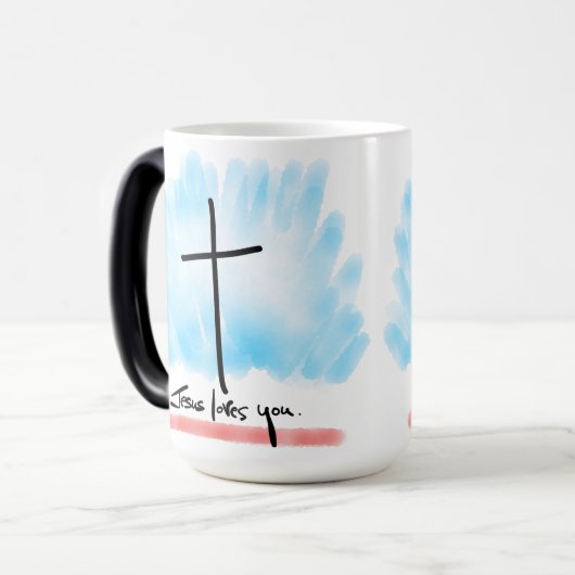 JÉSUS VOUS AIME Morpher Mug (Devant gauche)