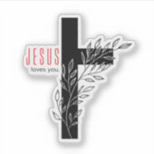 Jésus vous aime Sticker en vinyle croisé sur mesur (Devant)