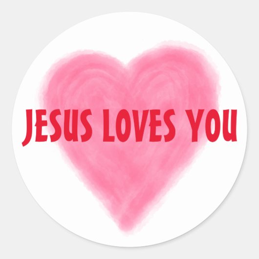 JÉSUS VOUS AIME Sticker Rond (Devant)