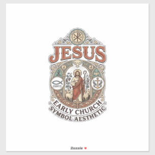 Jesus vroeg christelijk symbool esthetisch Jesus v Sticker