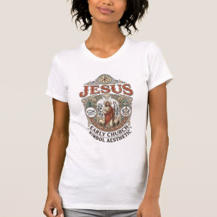 Jesus Vroegkerkelijk Symbool Esthetisch Jezus Vroe T-shirt