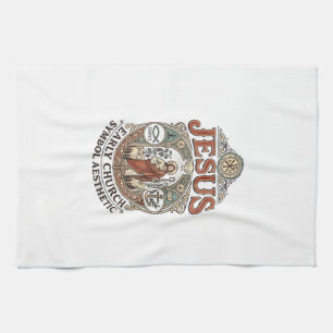 Jesus Vroegkerkelijk Symbool Esthetisch Jezus Vroe Theedoek