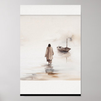 Jesus Walking on Water Waterverf Art Print