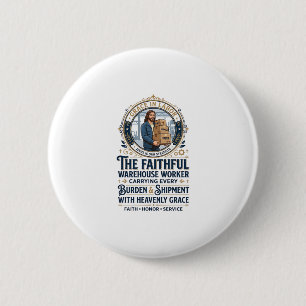 Jesus Warehouse Logistiek Grafisch T-shirt Christe Ronde Button 5,7 Cm