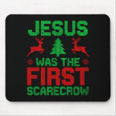 Jesus Was The First-ecrow Reindeer Ugly Sweater Xm Muismat (Voorkant)