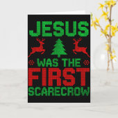 Jesus Was The First-scarecrow Reindeer Ugly Sweate Kaart (Gele Bloem)