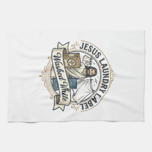 Jesus waslabel voor het wassen Witte Jesus Waslabe Theedoek