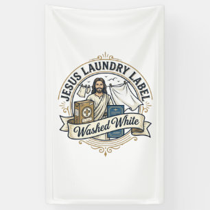 Jesus Waslabel Witte Jezus Wasgoed Was Spandoek