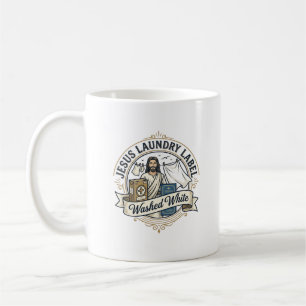 Jesus Wasmachine Label Gewassen Witte Jesus Wasmac Koffiemok