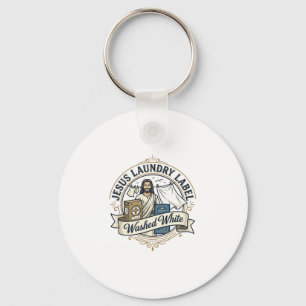 Jesus Wasmachine Label Gewassen Witte Jesus Wasmac Sleutelhanger