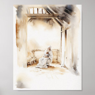 Jesus Waterverf Art Print - Serene Religious Home