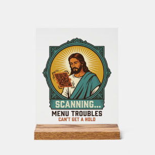 Jesus Wazige QR-code Scant Niet Menu Tech Humor_1 Acryl Bord