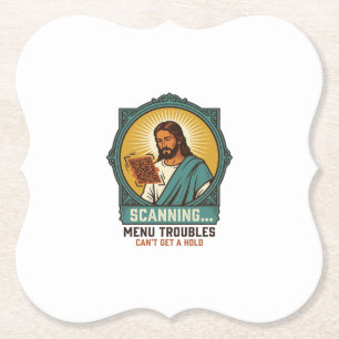 Jesus Wazige QR-code Scant Niet Menu Tech Humor_1 Kartonnen Onderzetters