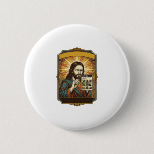 Jesus Wazige Trap Captcha Test Tech Beveiliging Hu Ronde Button 5,7 Cm
