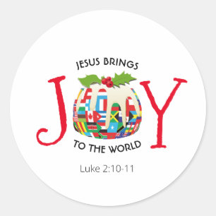 JESUS   WERELDWIJD TOEGEWEZEN   CHRISTELIJK   Kers Ronde Sticker