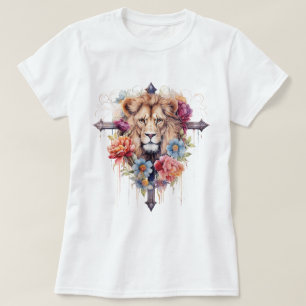 Jesus Wild Flowers Lion of God Christelijk T-shirt