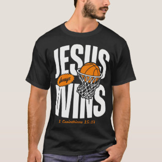 Jesus Wint Altijd Christelijke Basketbal Bijbel T-shirt
