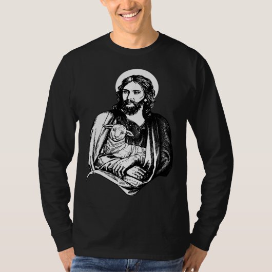 Jesus With Lamb Christian God T-shirt (Voorkant)