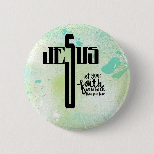 Jesus Word Art Ronde Button 5,7 Cm (Voorkant)