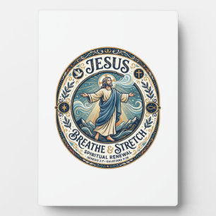 Jesus zachte beweging wellness shirt op geloof geb fotoplaat