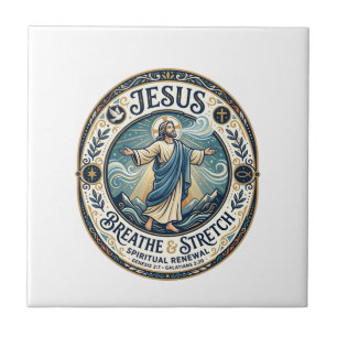 Jesus zachte beweging wellness shirt op geloof geb tegeltje