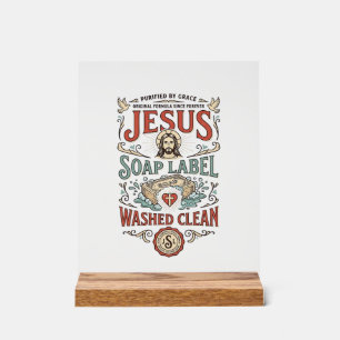 Jesus Zeep Label Gewassen Schoon Jezus Zeep Gewass Acryl Bord
