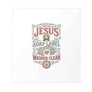Jesus Zeep Label Gewassen Schoon Jezus Zeep Gewass Notitieblok