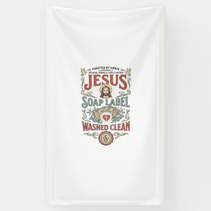 Jesus Zeep Label Gewassen Schoon Jezus Zeep Gewass Spandoek