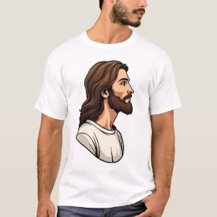 Jesus Zijprofiel Vintage Gravure T-shirt 2