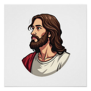 Jesus Zijprofiel Vintage Gravure T-shirt 2 Perfect Poster