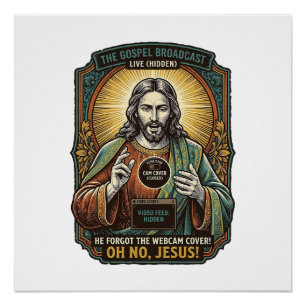 Jesus Zwart Scherm Vergeten Webcam Hoes Virtueel  Perfect Poster