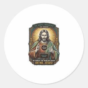 Jesus Zwart Scherm Vergeten Webcam Hoes Virtueel Ronde Sticker