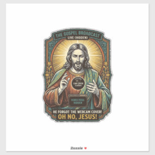 Jesus Zwart Scherm Vergeten Webcam Hoes Virtueel Sticker