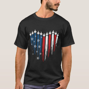 Jet Airplane Heart Rood Wit Blauw Amerikaanse Vlag T-shirt