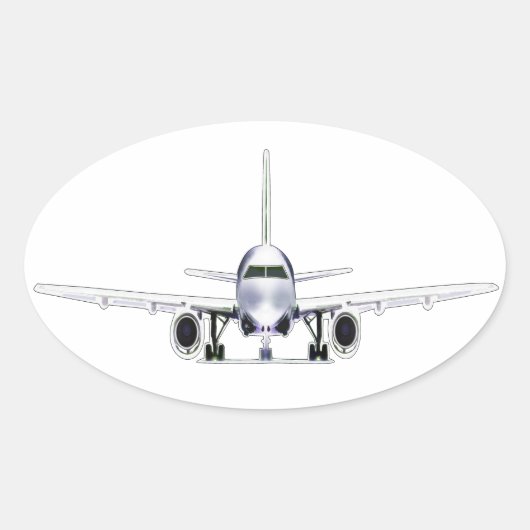 Jet Airplane Ovale Sticker (Voorkant)