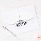 Jet Airplane Ovale Sticker (Envelop)