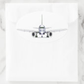 Jet Airplane Ovale Sticker (Tas)