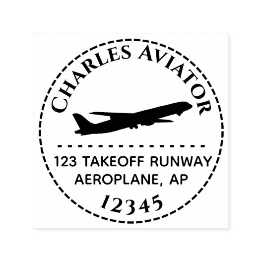 Jet Airplane Round Address Stempel voor Aviator Pi (Design)