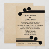 Jet Black Deco Chic Wedding Invitation (Devant / Derrière)