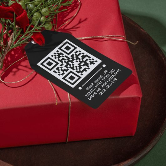 Jet Black QR CODE op maat Cadeaulabel