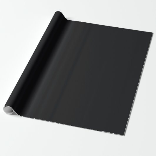 Jet Black Solid Color Cadeaupapier (Uitgerold)