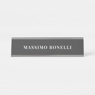 Jet Black & White Minimalistisch Eenvoudig Modern Bureau Naambordje