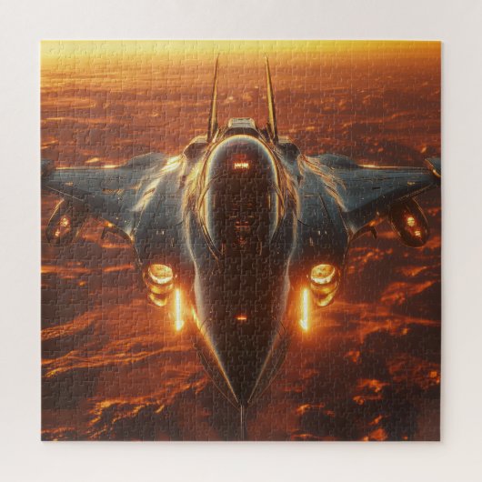 Jet d'après-feu au coucher du soleil - Puzzle aéro (Vertical)