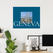 Jet d'Eau in Genève Poster (Thuiskantoor)