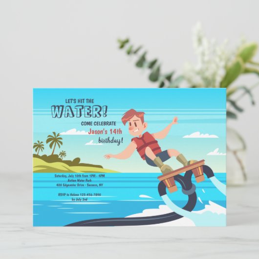 Jet d'eau Invitation de fête d'anniversaire (Debout devant)